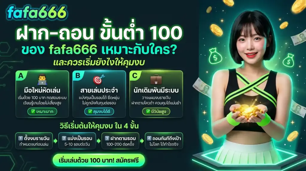 ฝาก–ถอนขั้นต่ำ 100 ของ fafa666 เหมาะกับใคร (และควรเริ่มยังไงให้คุมงบ)